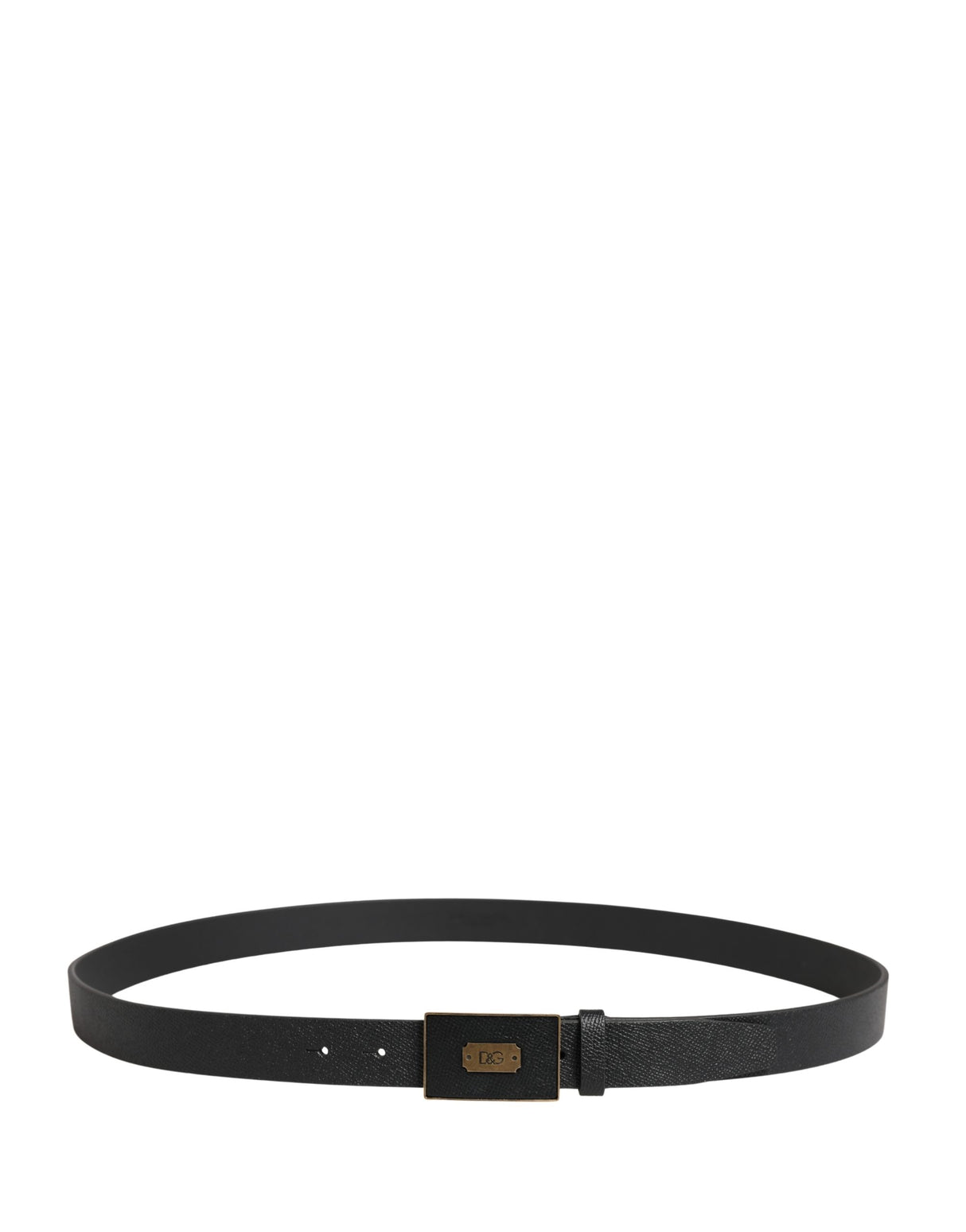 Dolce & Gabbana Men Black Classic Leather Logo Buckle Belt