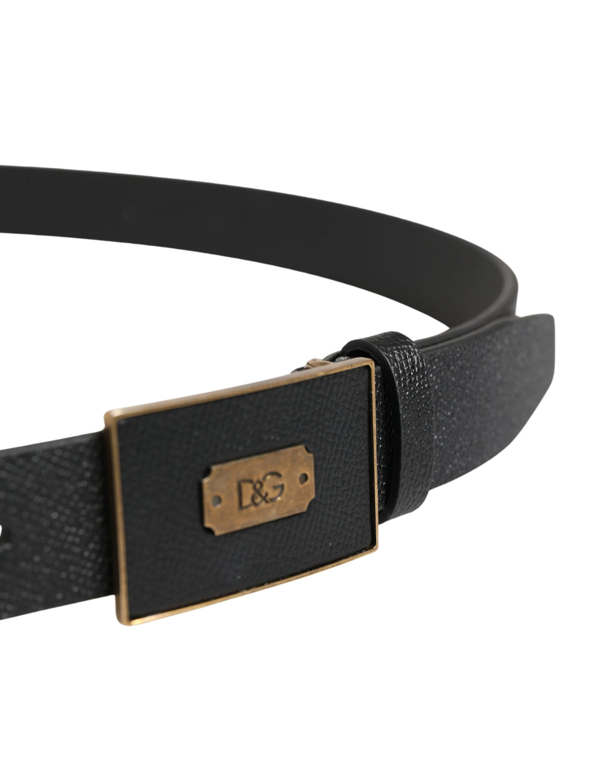 Dolce & Gabbana Men Black Classic Leather Logo Buckle Belt