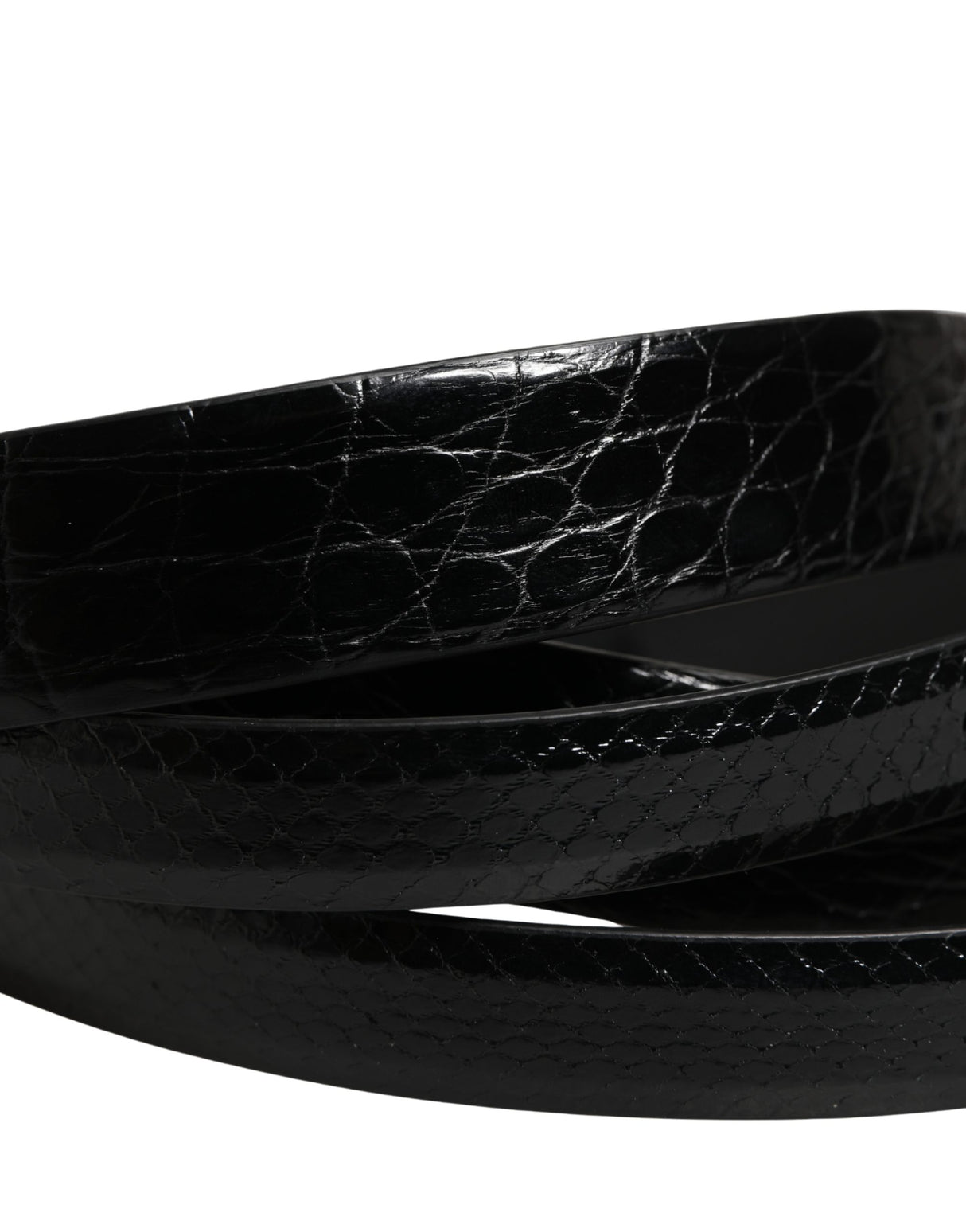 Dolce & Gabbana Men Black Exotic Leather Double Strap Belt