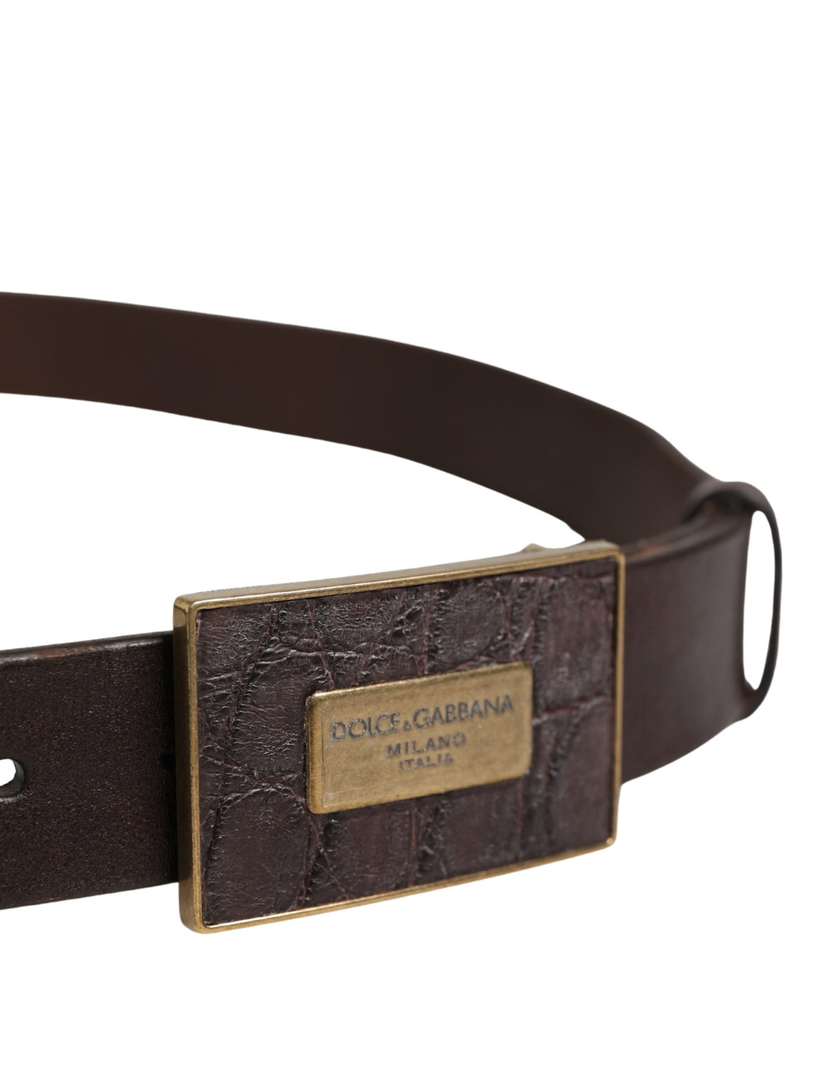 Dolce & Gabbana Men Brown Calf Leather Logo Metal Buckle Belt