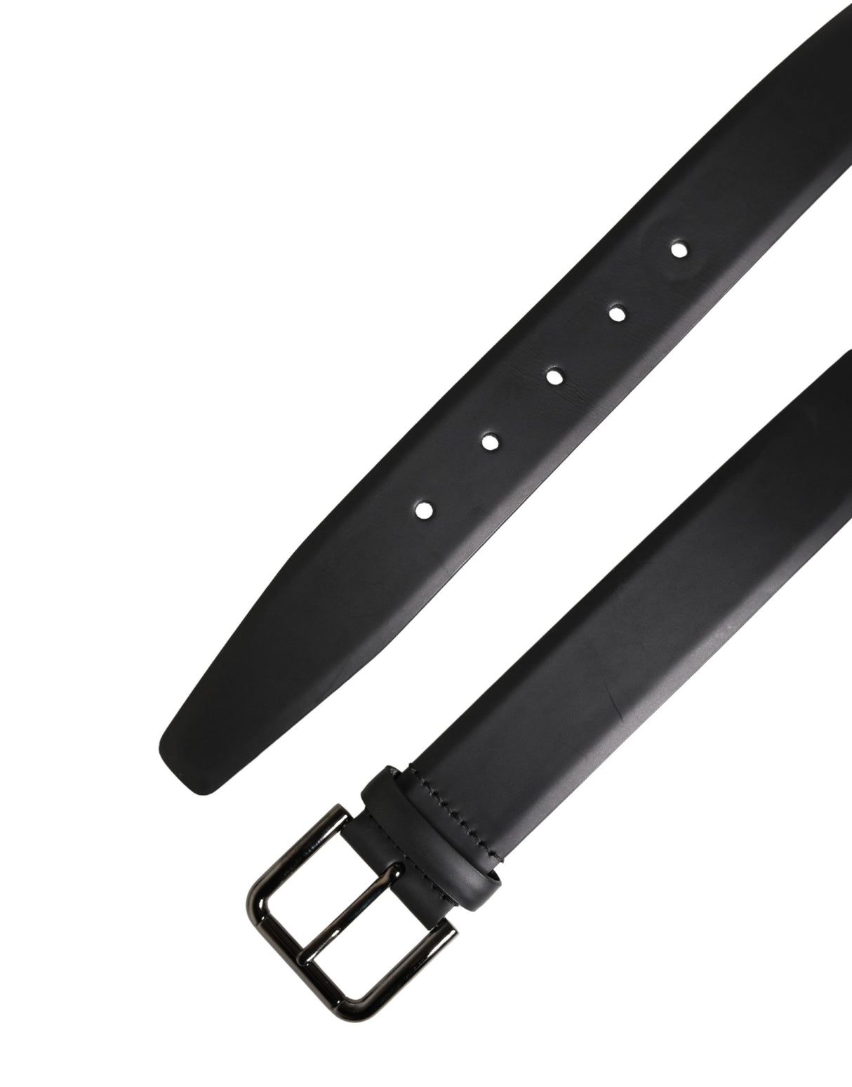 Dolce & Gabbana Men Black Classic Leather Metal Buckle Belt