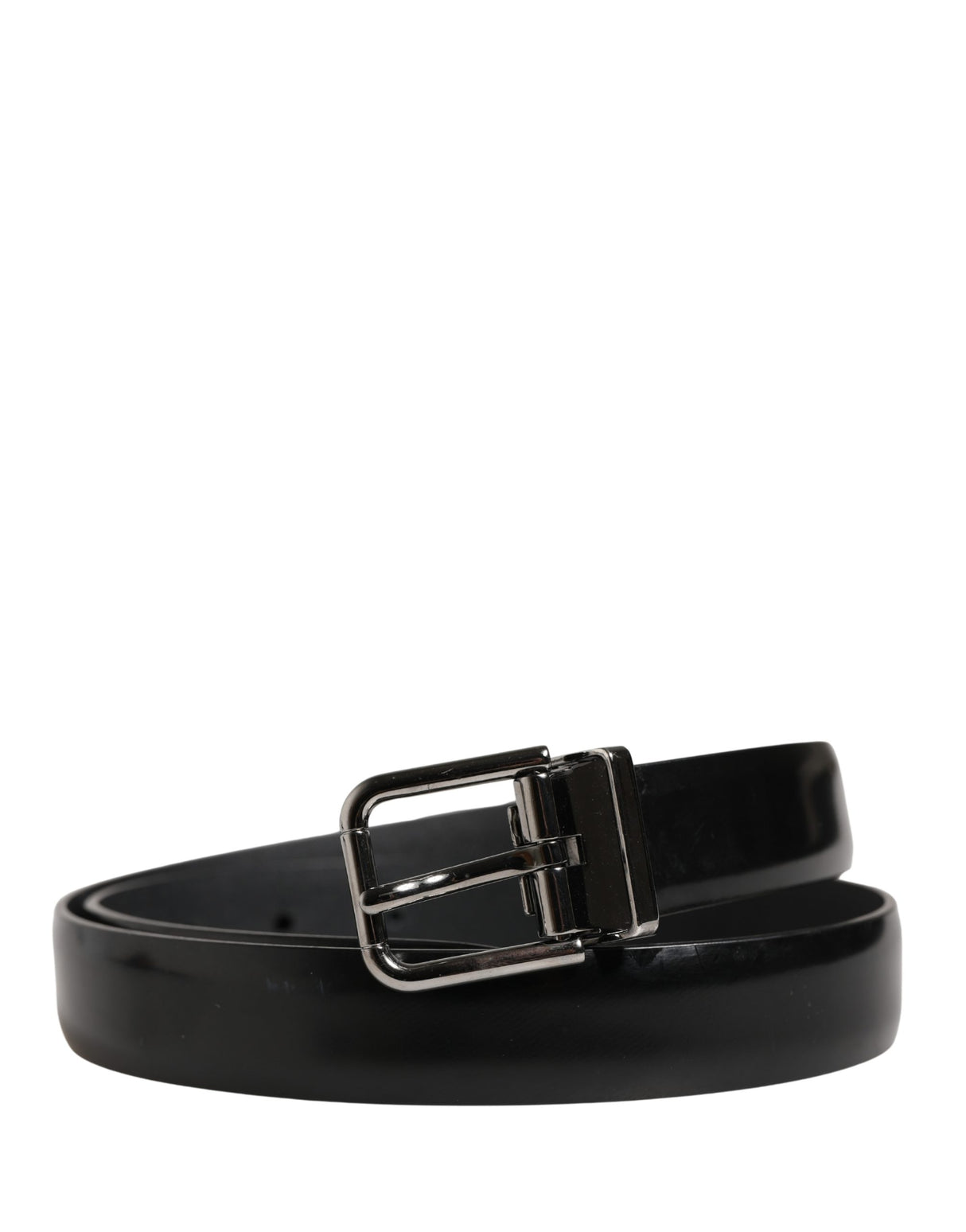 Dolce & Gabbana Men Black Leather Classic Metal Buckle Belt