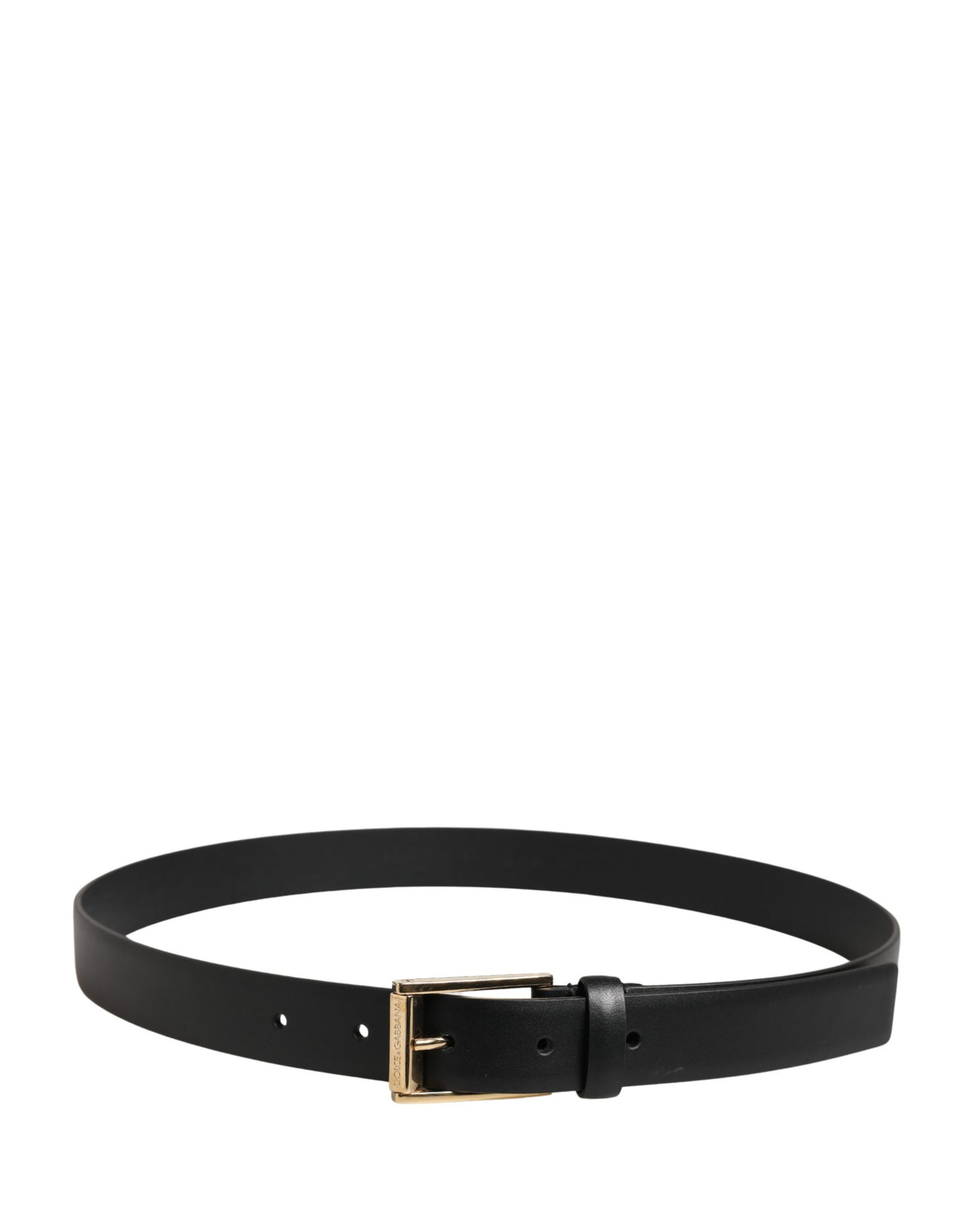 Dolce & Gabbana Men Black Classic Leather Metal Buckle Belt
