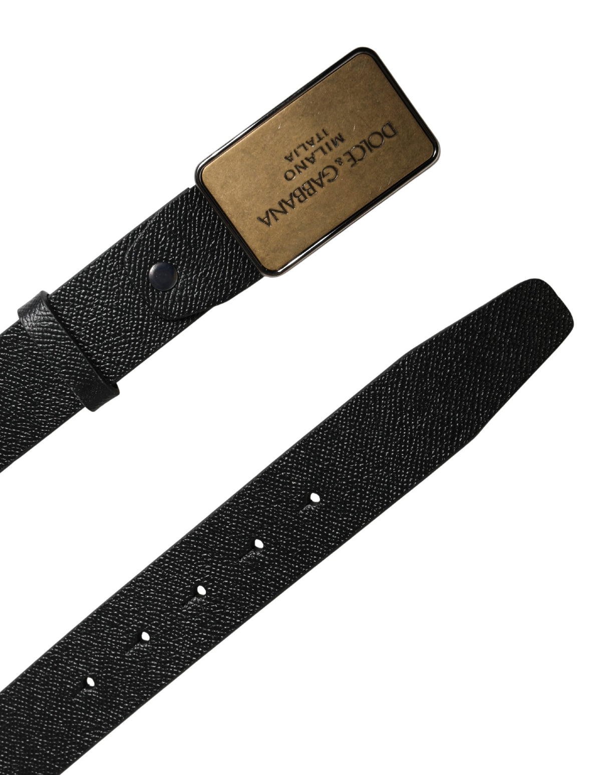 Dolce & Gabbana Black Classic Calf Leather Metal Buckle Belt