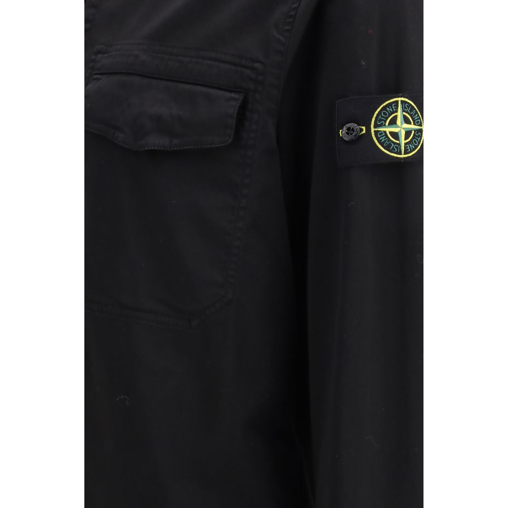 Stone Island Black Cotton Coat