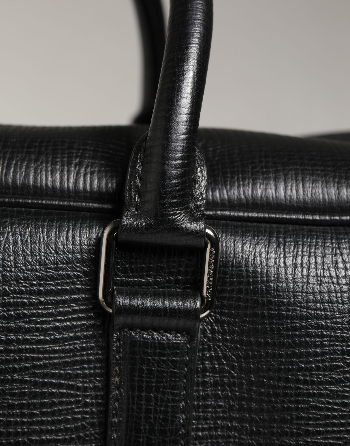 Dolce & Gabbana Black Car Man Applique Leather Weekender Borse Bag