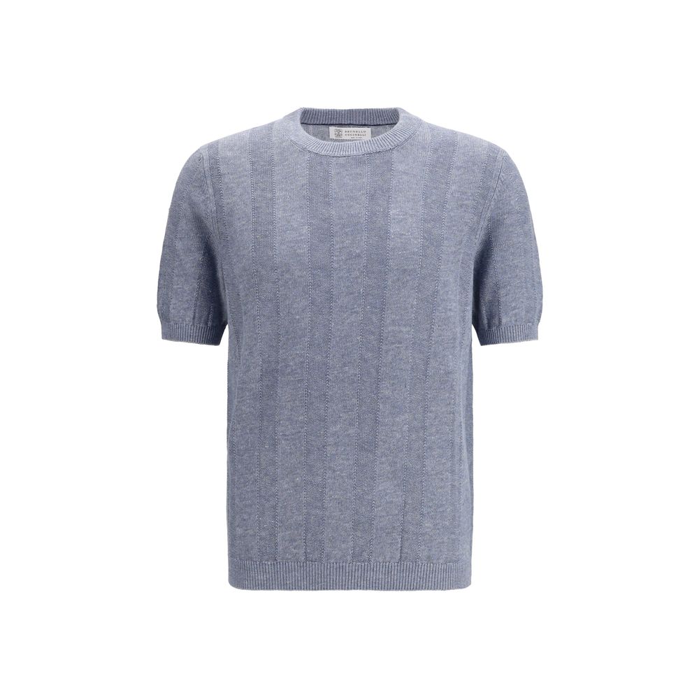 Brunello Cucinelli Blue Linen T-Shirt