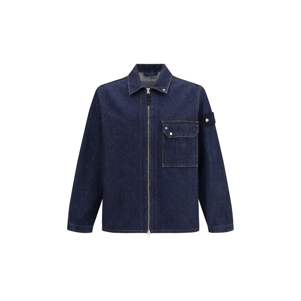 Stone Island Blue Cotton Denim Jacket