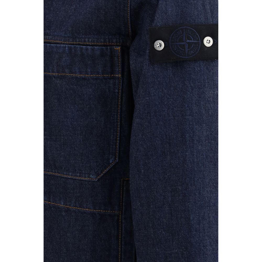 Stone Island Blue Cotton Denim Jacket