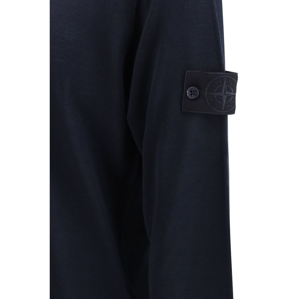 Stone Island Blue Fleece Wool Sweatshirt