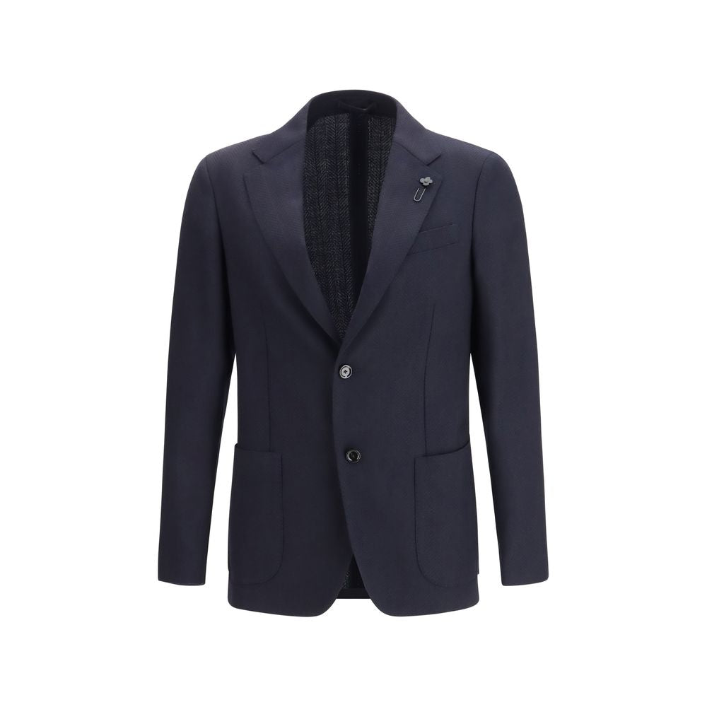 Lardini Blue Fleece Wool Blazer
