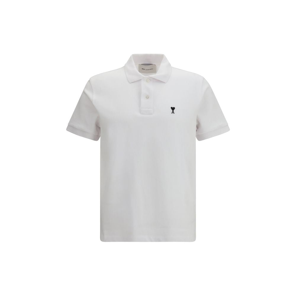 Ami Paris White Cotton Polo Shirt
