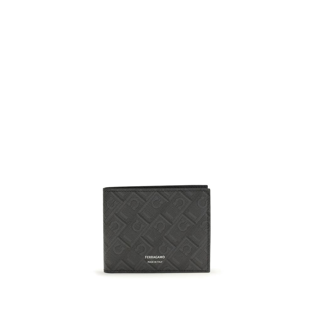 Ferragamo Black Calf Leather Bos Taurus Wallet