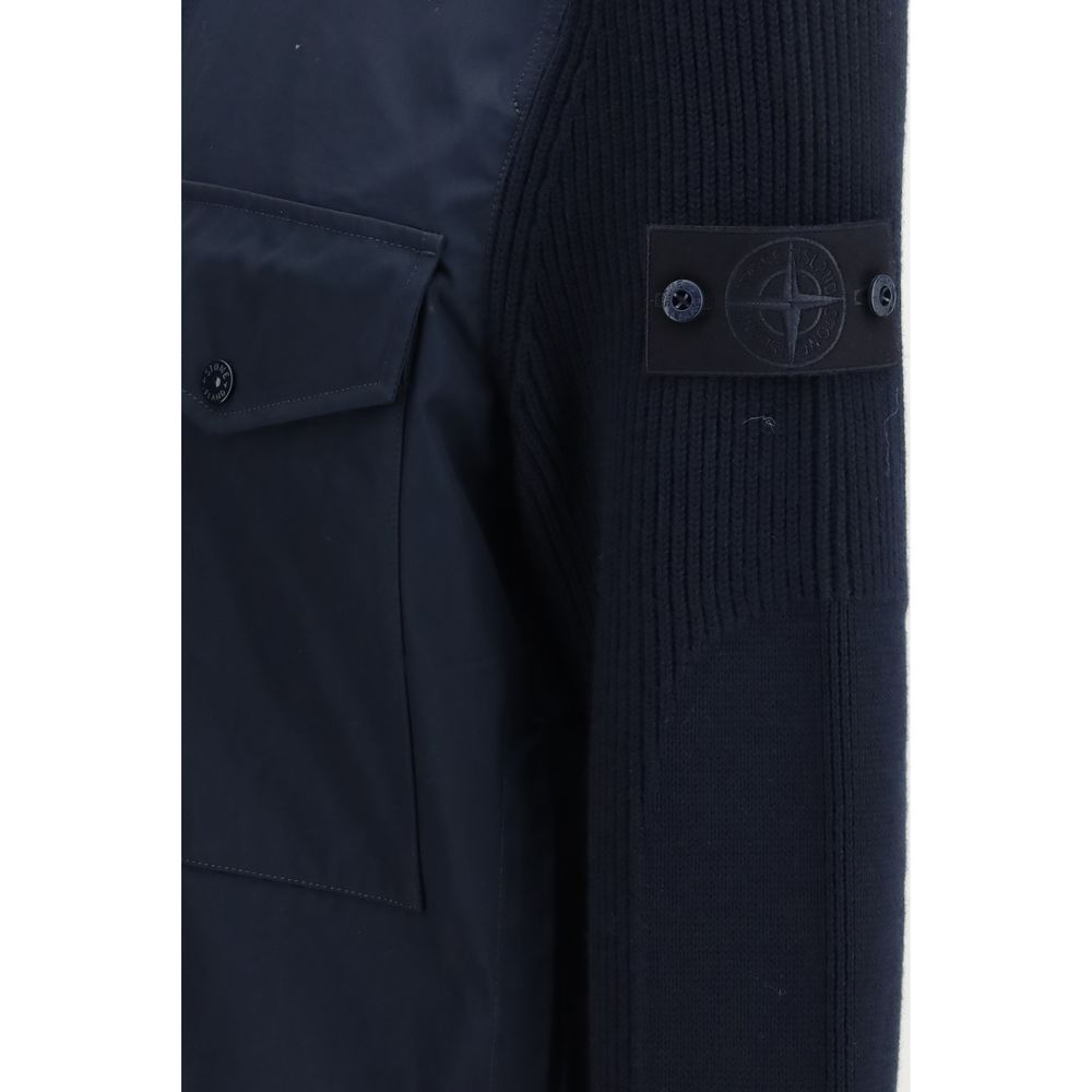 Stone Island Blue Cotton Coat