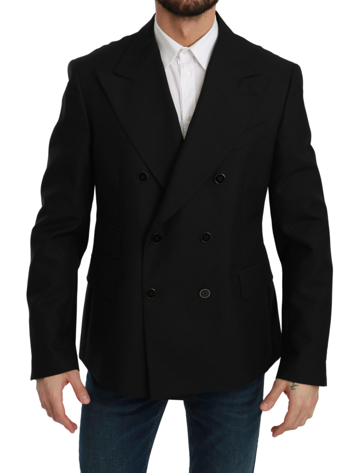 Dolce & Gabbana Black Slim Fit Jacket Coat Wool Blazer