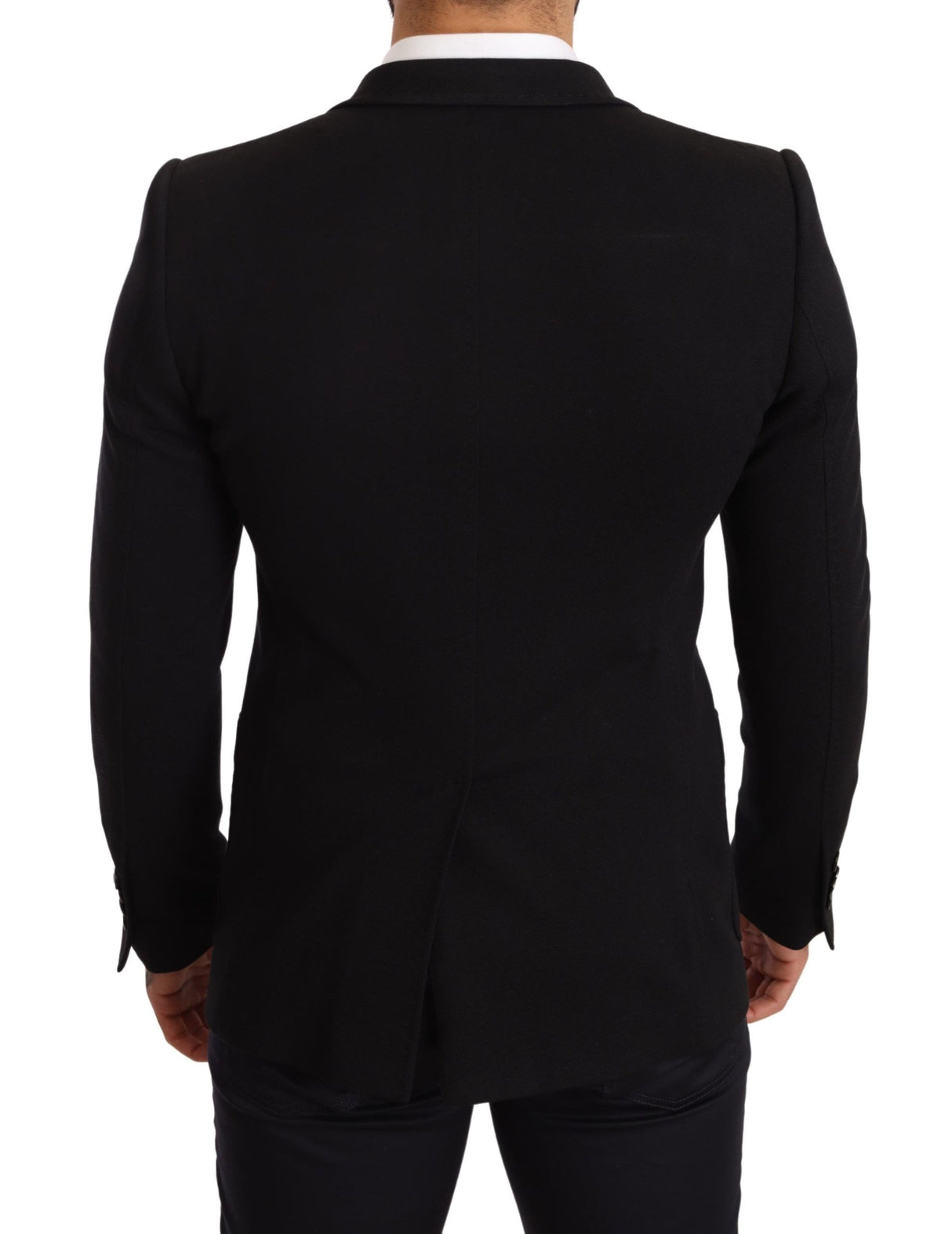 Dolce & Gabbana Black Cotton Slim Fit Coat Jacket Blazer