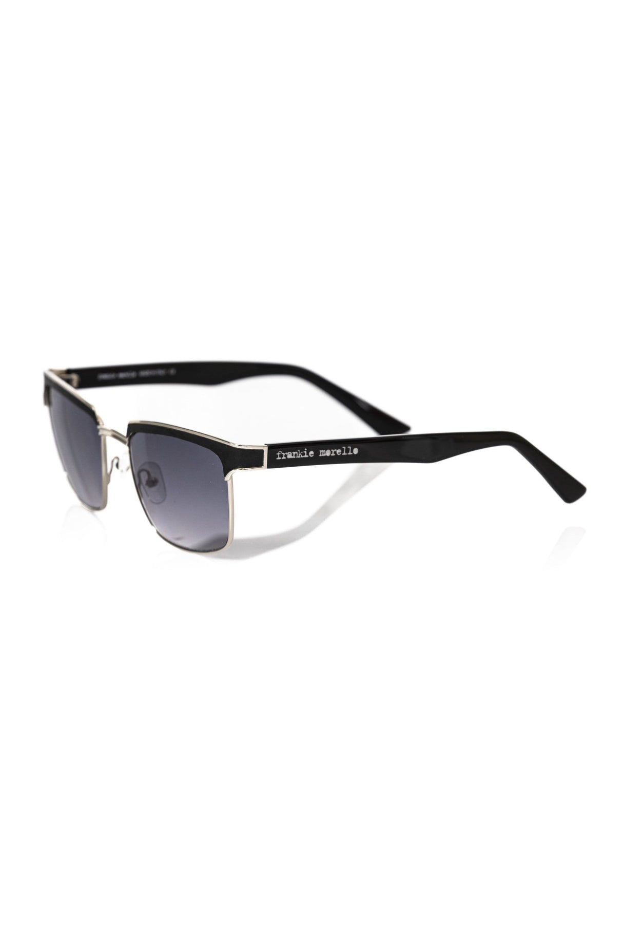 Frankie Morello Black Metallic Fibre Men Sunglasses