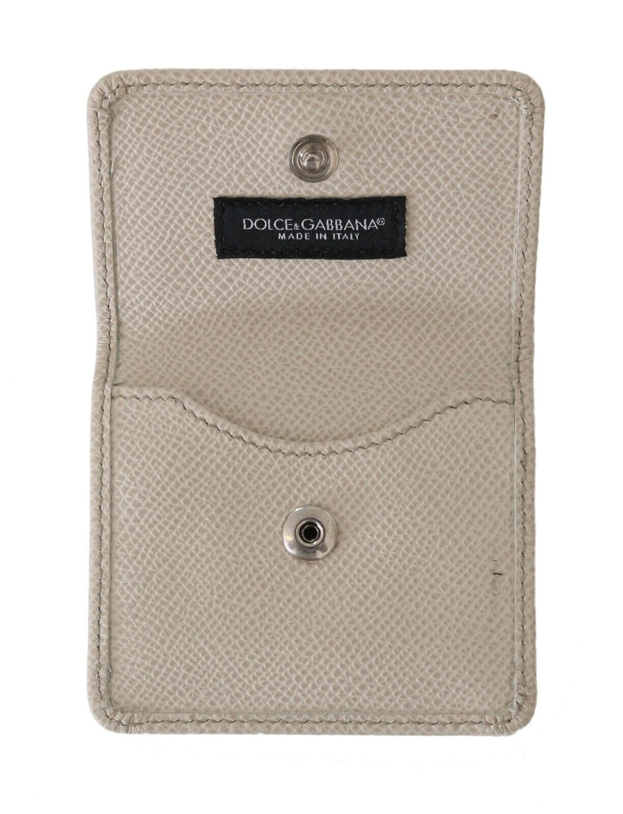 Dolce & Gabbana White Dauphine Leather Holder Pocket Wallet Condom Case