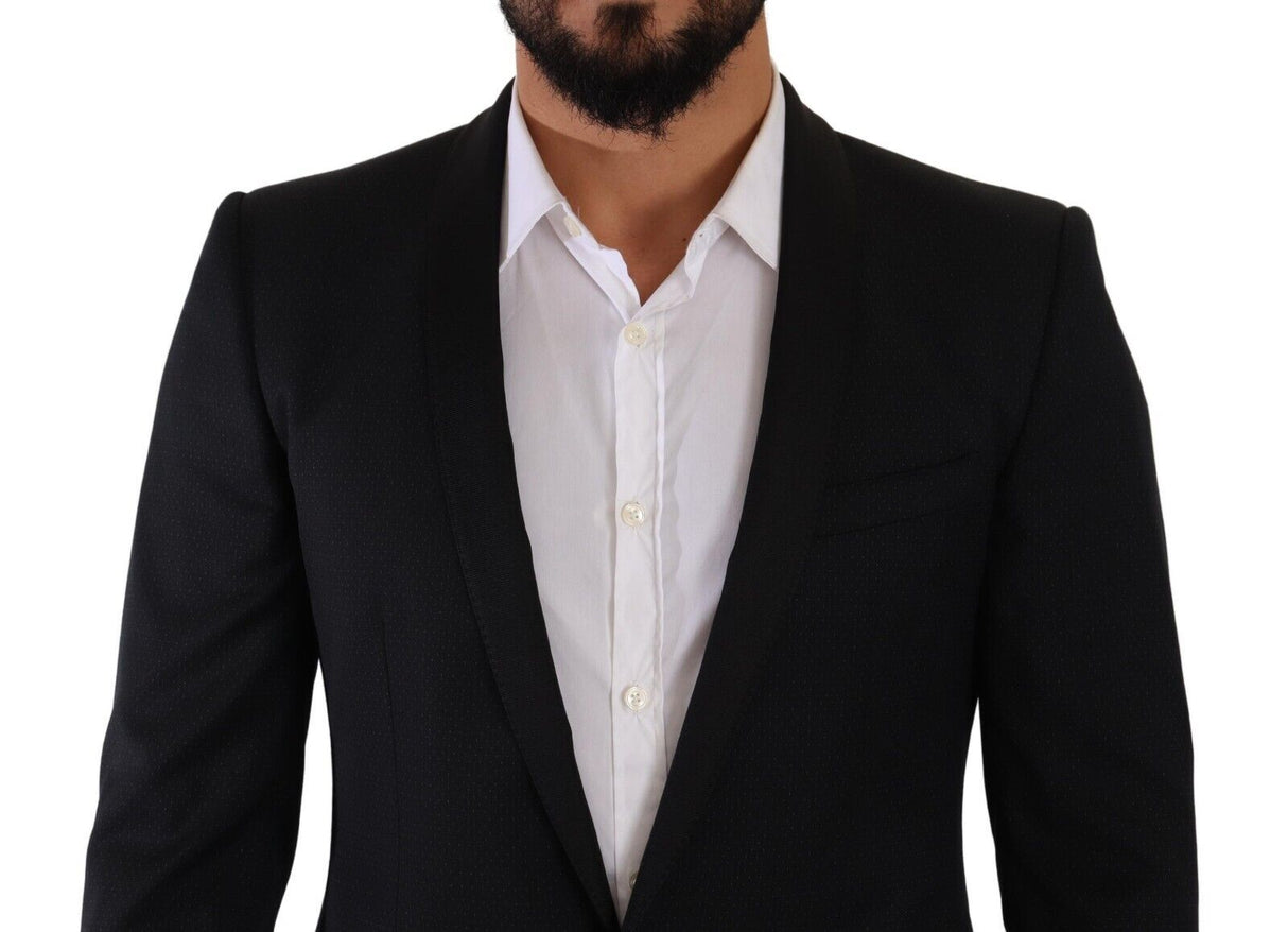 Dolce & Gabbana Black Fantasy GOLD Wool Slim Fit 2 Piece Suit