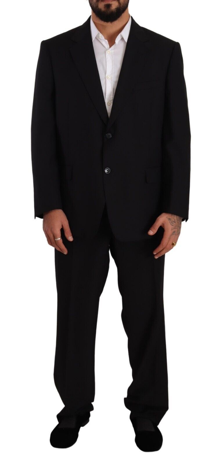 Domenico Tagliente Black Polyester Single Breasted Formal Suit