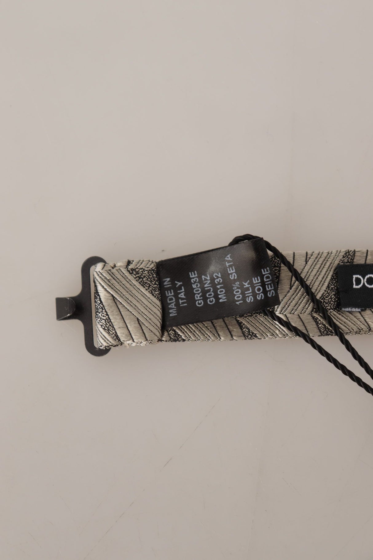 Dolce & Gabbana Gray 100% Silk Adjustable Neck Papillon Bow Tie