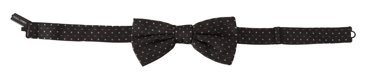 Dolce & Gabbana Gray Polka Dot 100% Silk Neck Papillon Tie