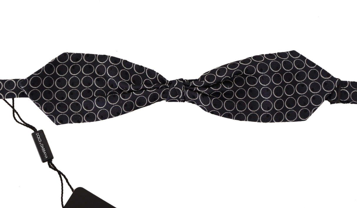 Dolce & Gabbana Black White Round 100% Silk Neck Papillon Tie
