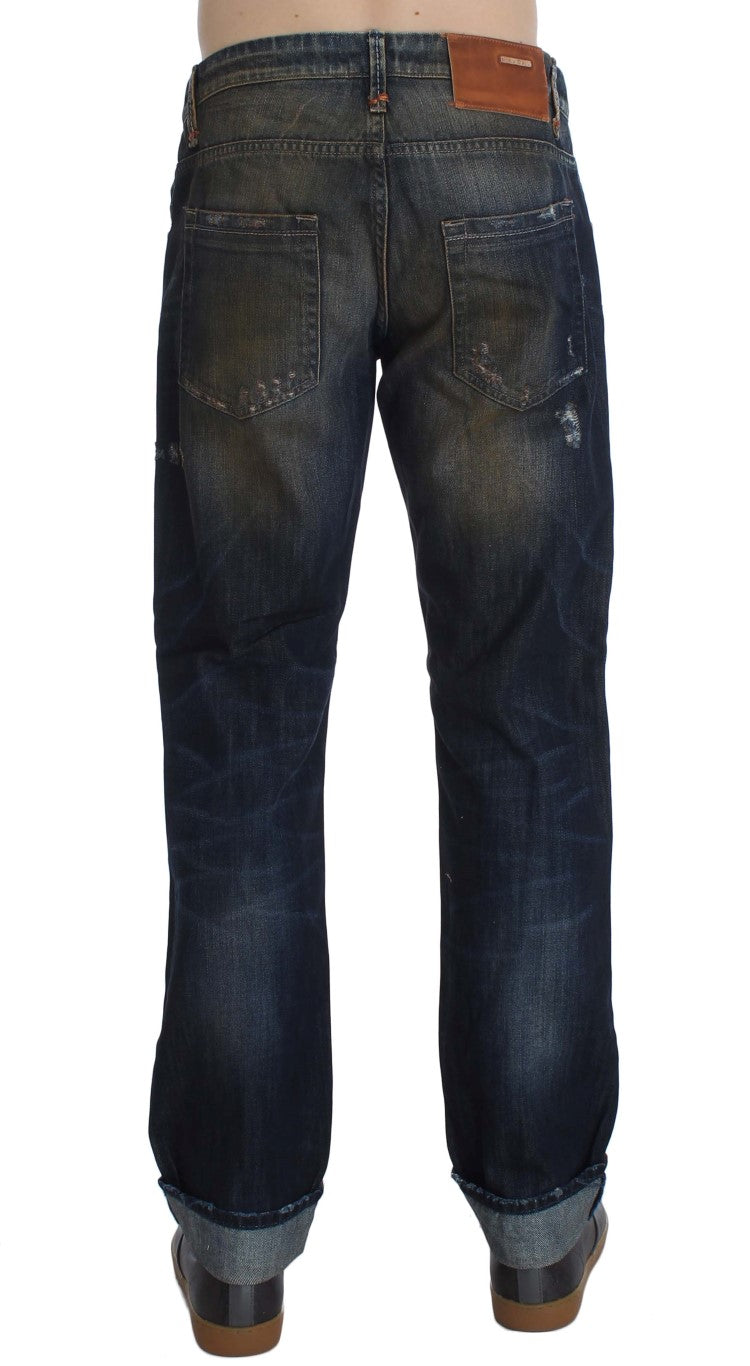 Acht Blue Wash Cotton Regular Straight Fit Jeans