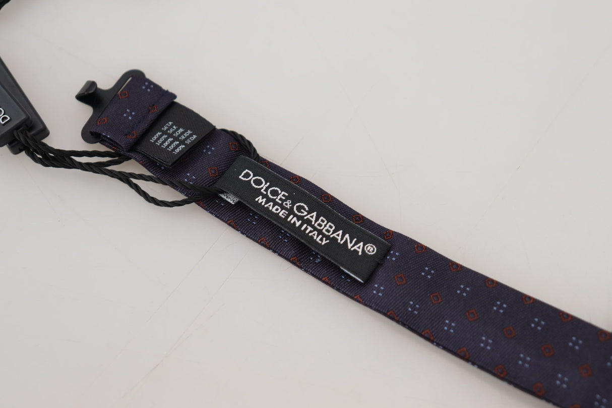 Dolce & Gabbana Blue Pattern Silk Adjustable Neck Papillon Bow Tie