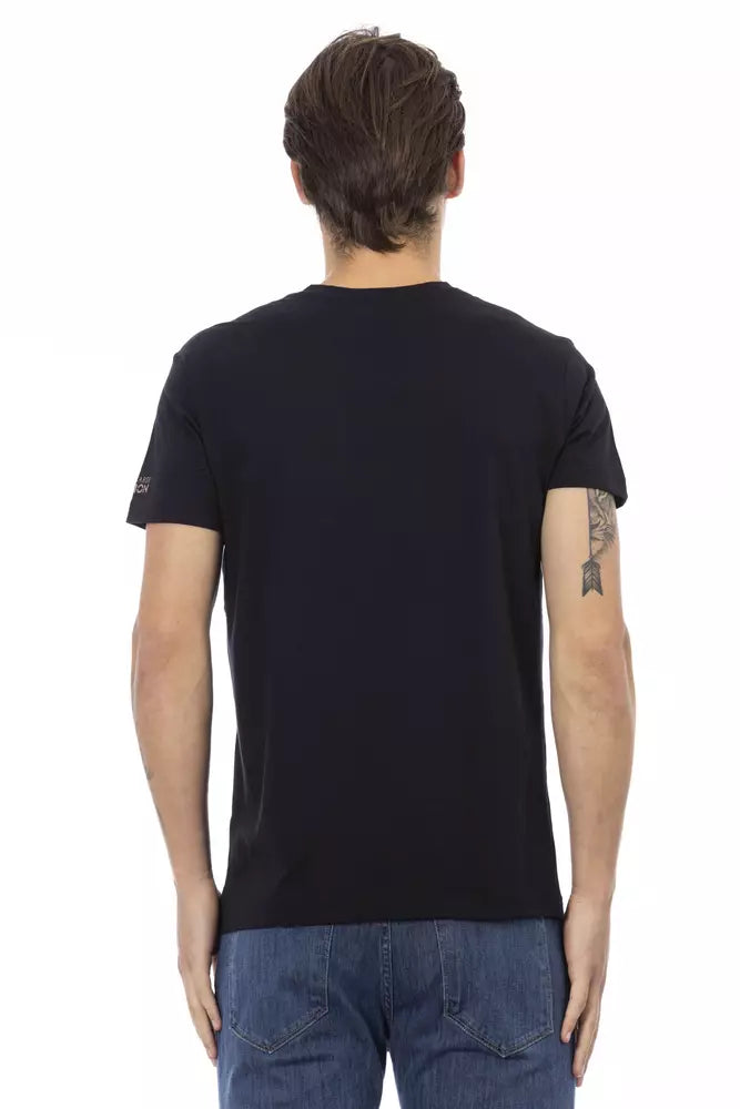 Trussardi Action Black Cotton Men's V-Neck T-Shirt