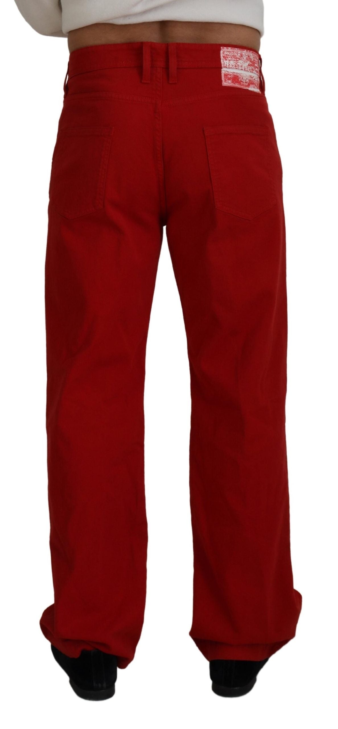 Dolce & Gabbana Red Cotton Straight Fit Men Denim Jeans