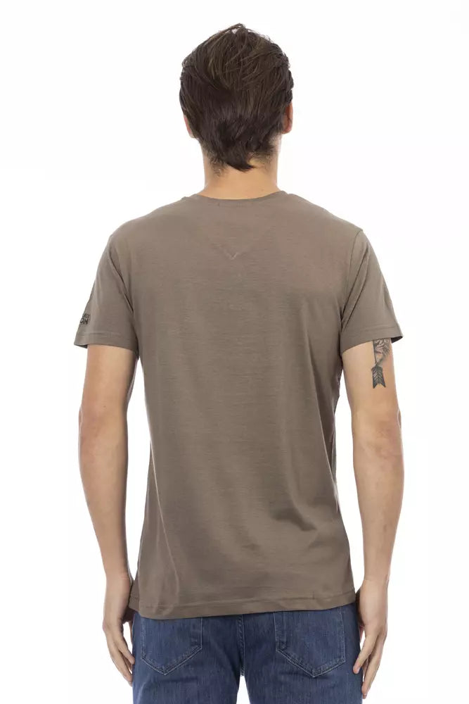 Trussardi Action Brown Cotton Men's V-Neck T-Shirt
