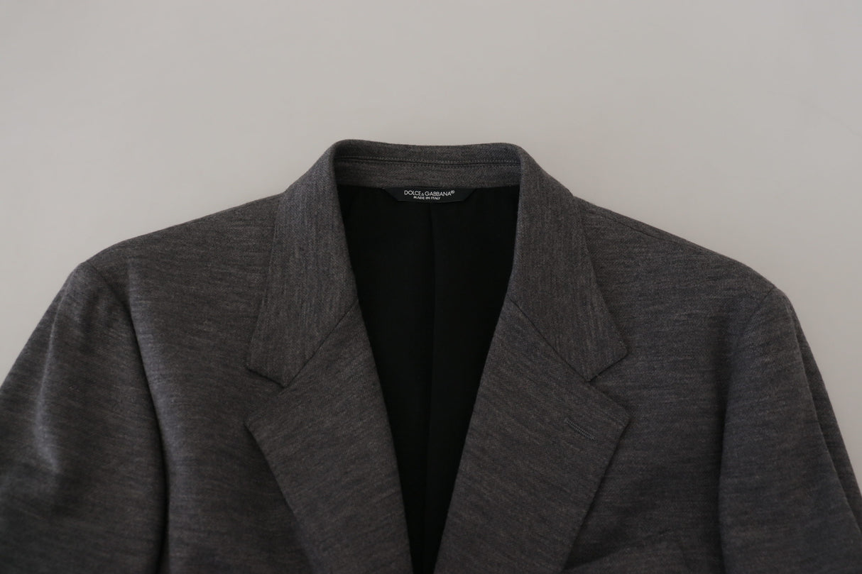 Dolce & Gabbana Gray Wool Stretch Slim Fit Jacket Blazer