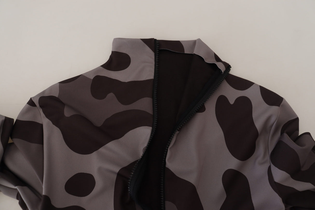 Dolce & Gabbana Gray Patterned Polyester Wetsuit Swimwear