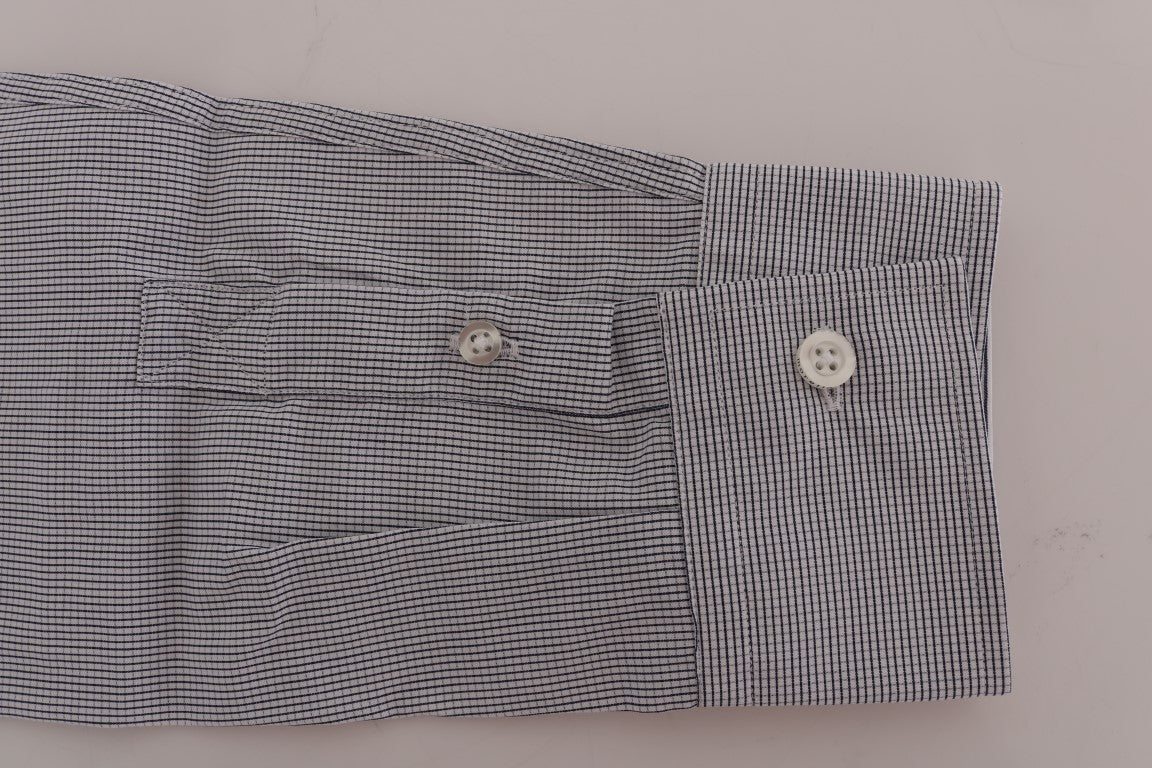 Frankie Morello White Blue Check Casual Cotton Regular Fit Shirt