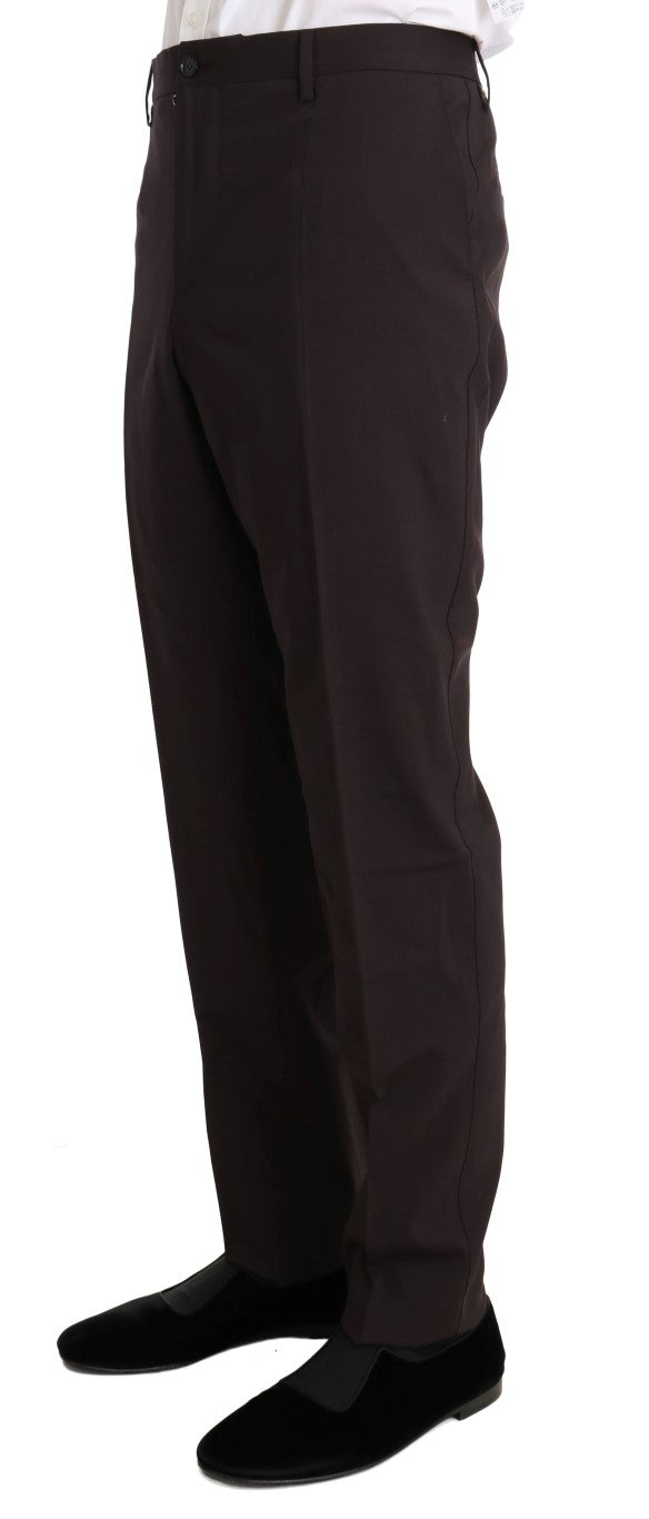 Dolce & Gabbana Bordeaux Wool Stretch Long 3 Piece Suit