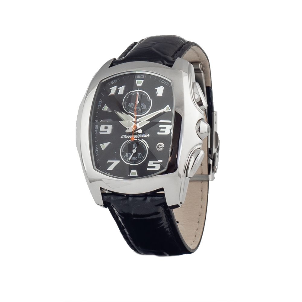 Chronotech Black Leather Dress Watch