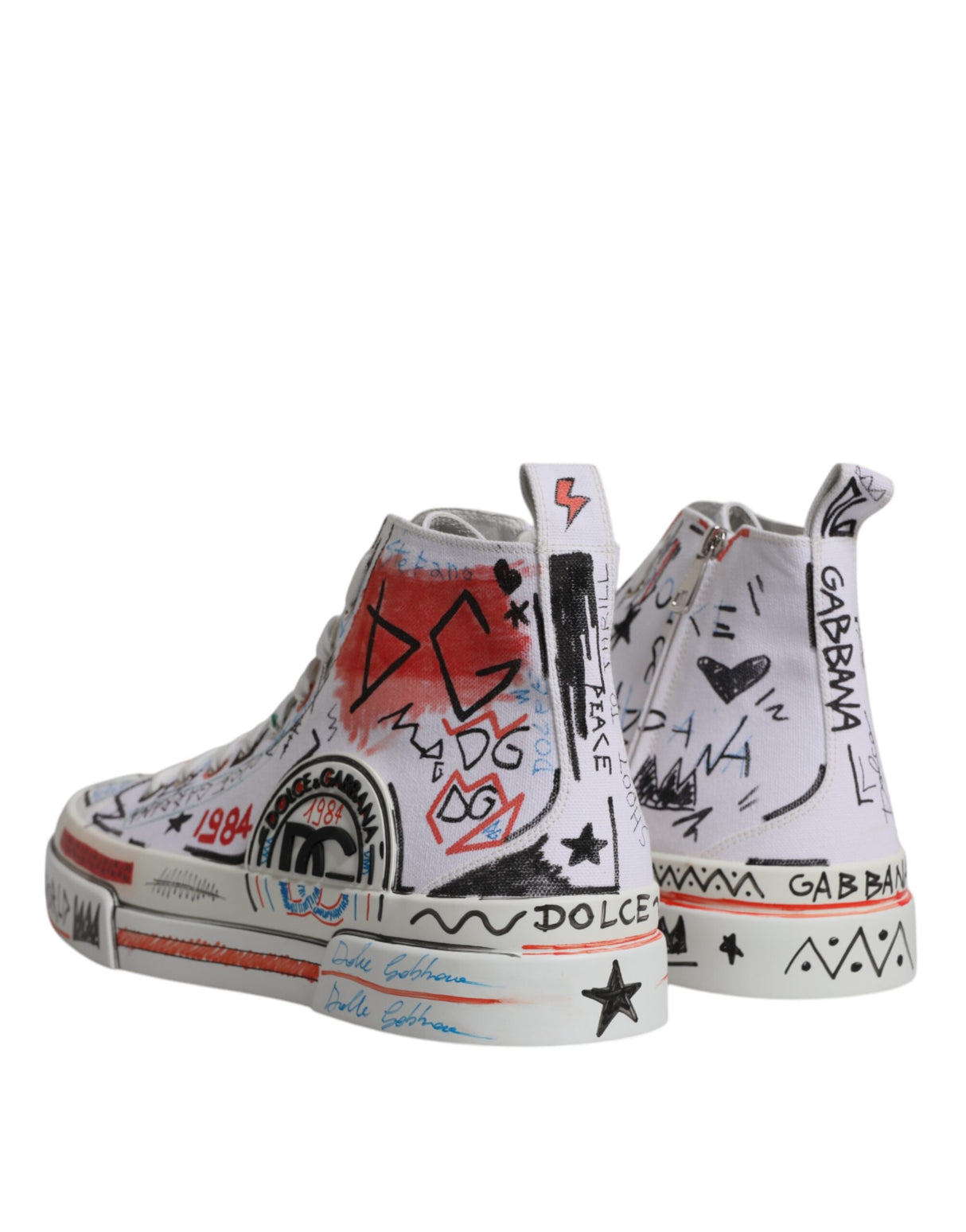 Dolce & Gabbana White Portofino Graffiti High Top Men Sneakers Shoes