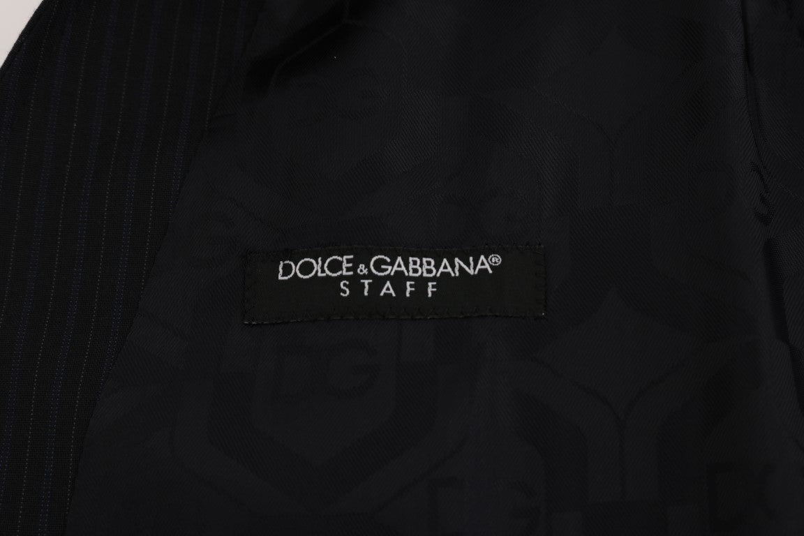 Dolce & Gabbana Black STAFF Wool Striped Vest