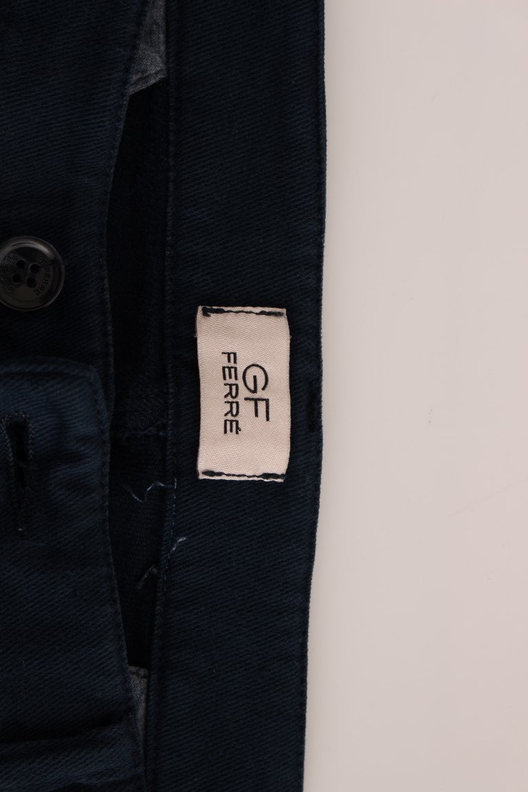GF Ferre Blue Stretch Straight Fit Pants Chinos