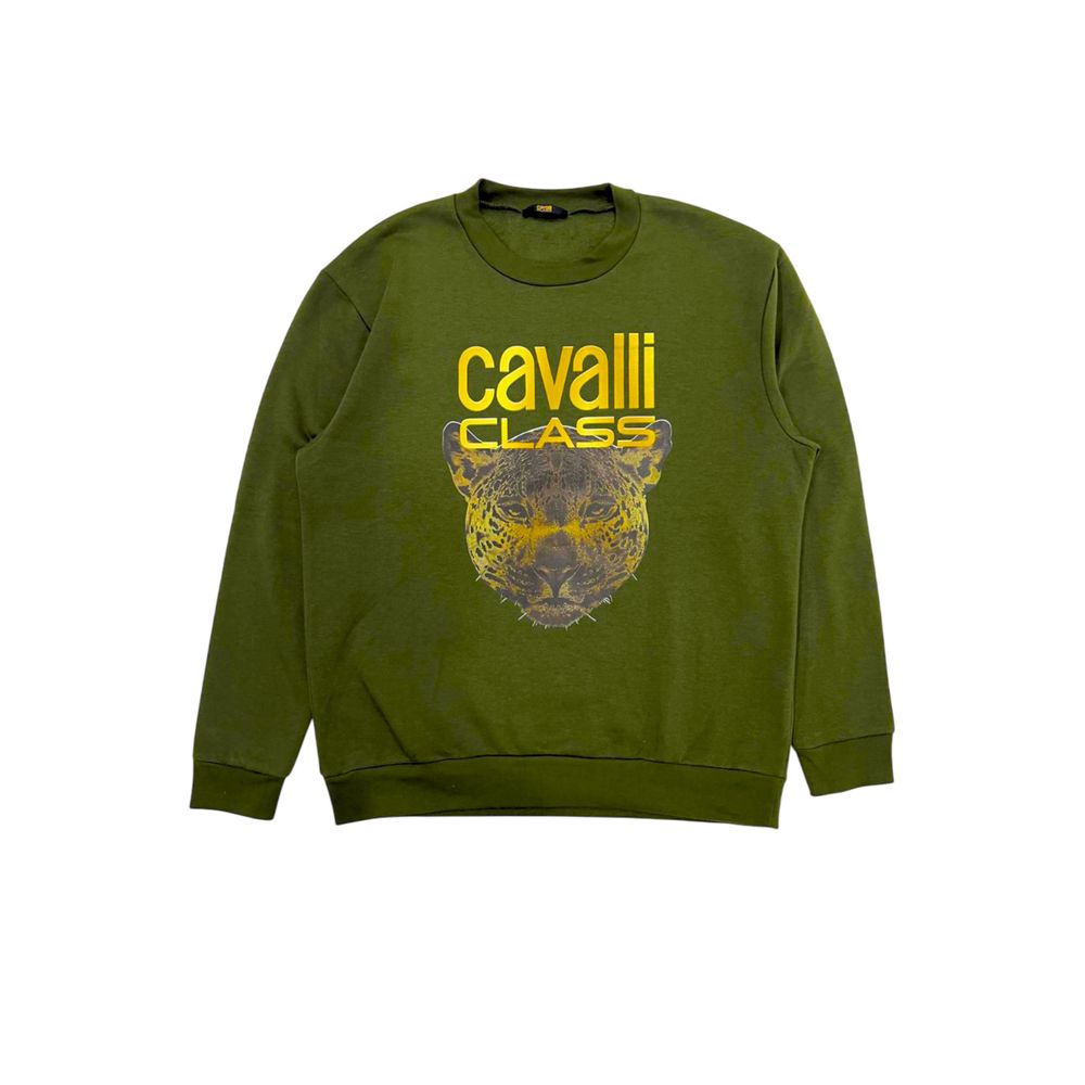 Cavalli Class Green Polyester Men Hoodie