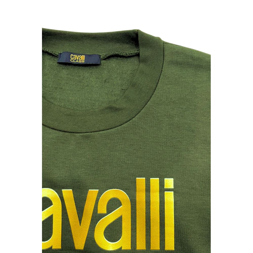 Cavalli Class Green Polyester Men Hoodie