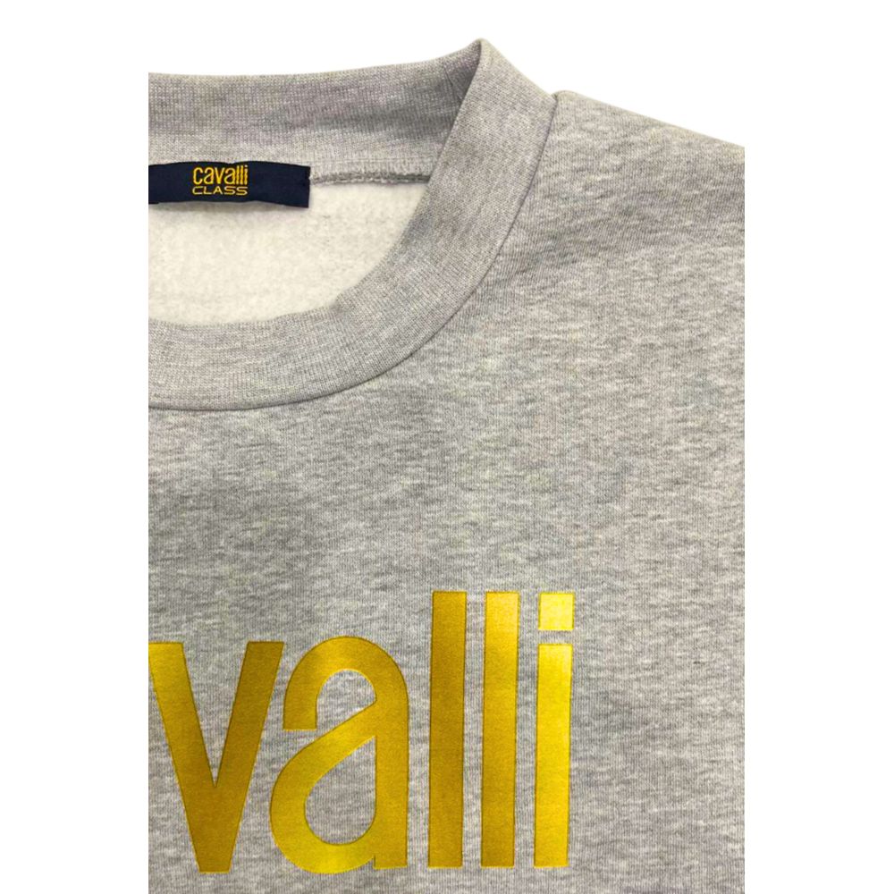 Cavalli Class Gray Polyester Men Hoodie