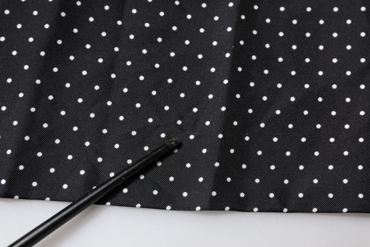 Dolce & Gabbana Black Polka Dots Silk Skinny Neck Wrap Scarf