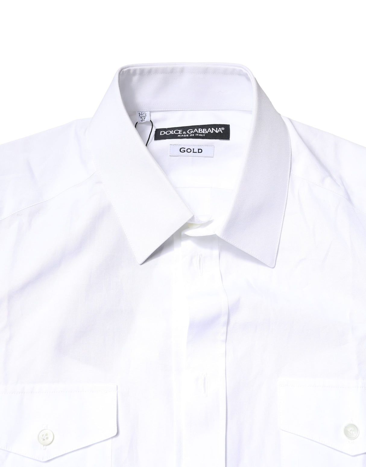 Dolce & Gabbana White GOLD Button Down Casual Men Polo Shirt