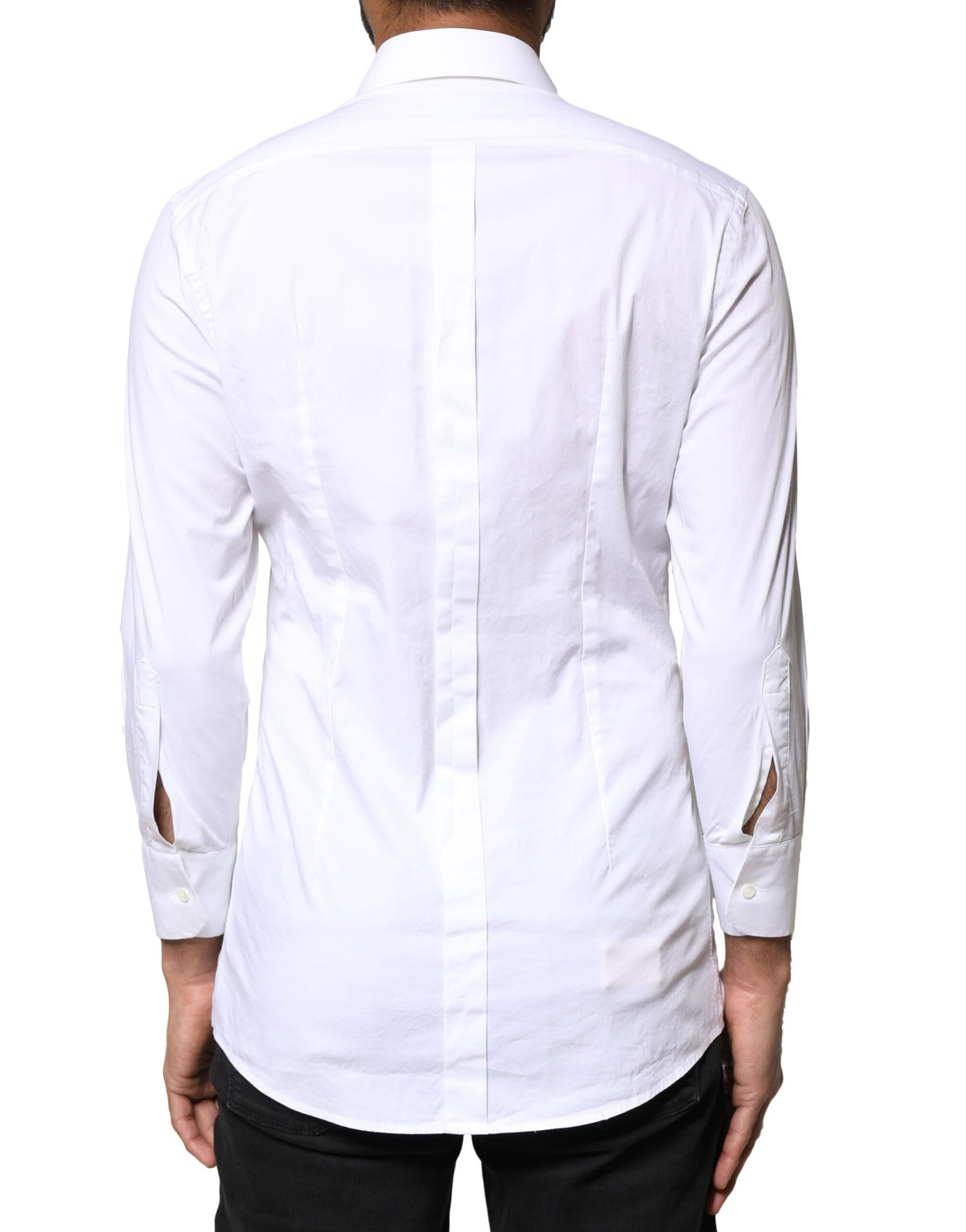 Dolce & Gabbana White GOLD Cotton Long Sleeves Men Dress Shirt