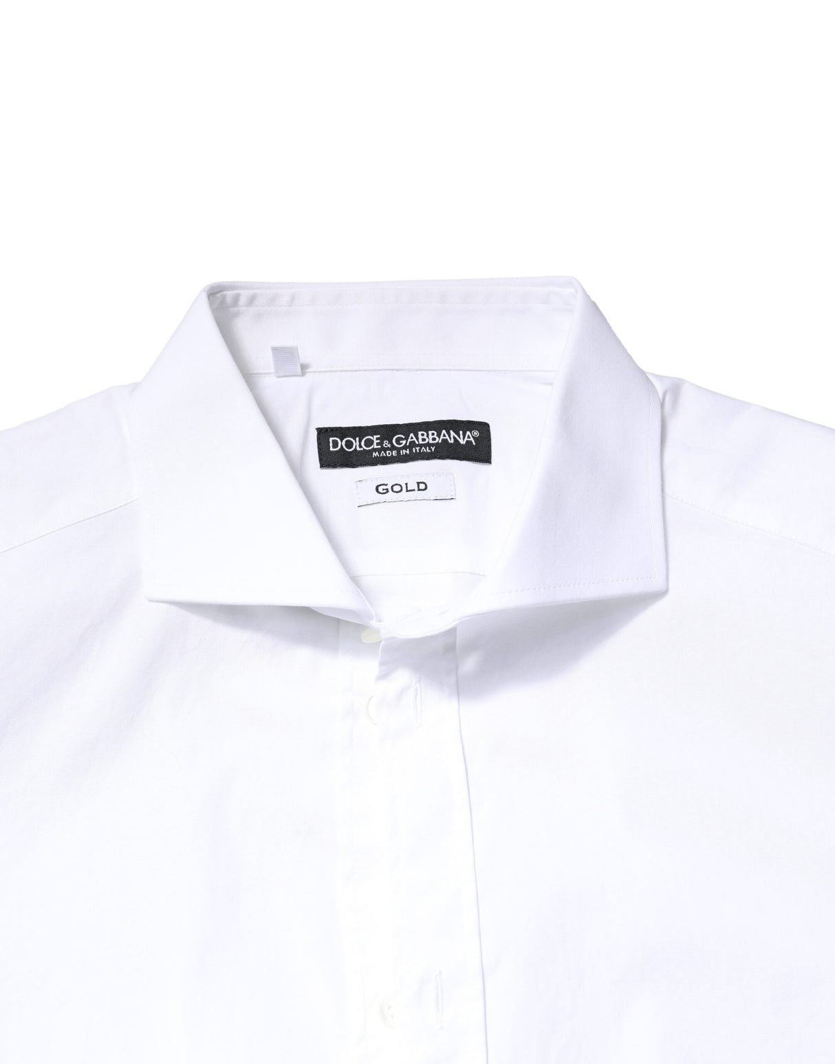 Dolce & Gabbana White GOLD Cotton Long Sleeves Dress Shirt