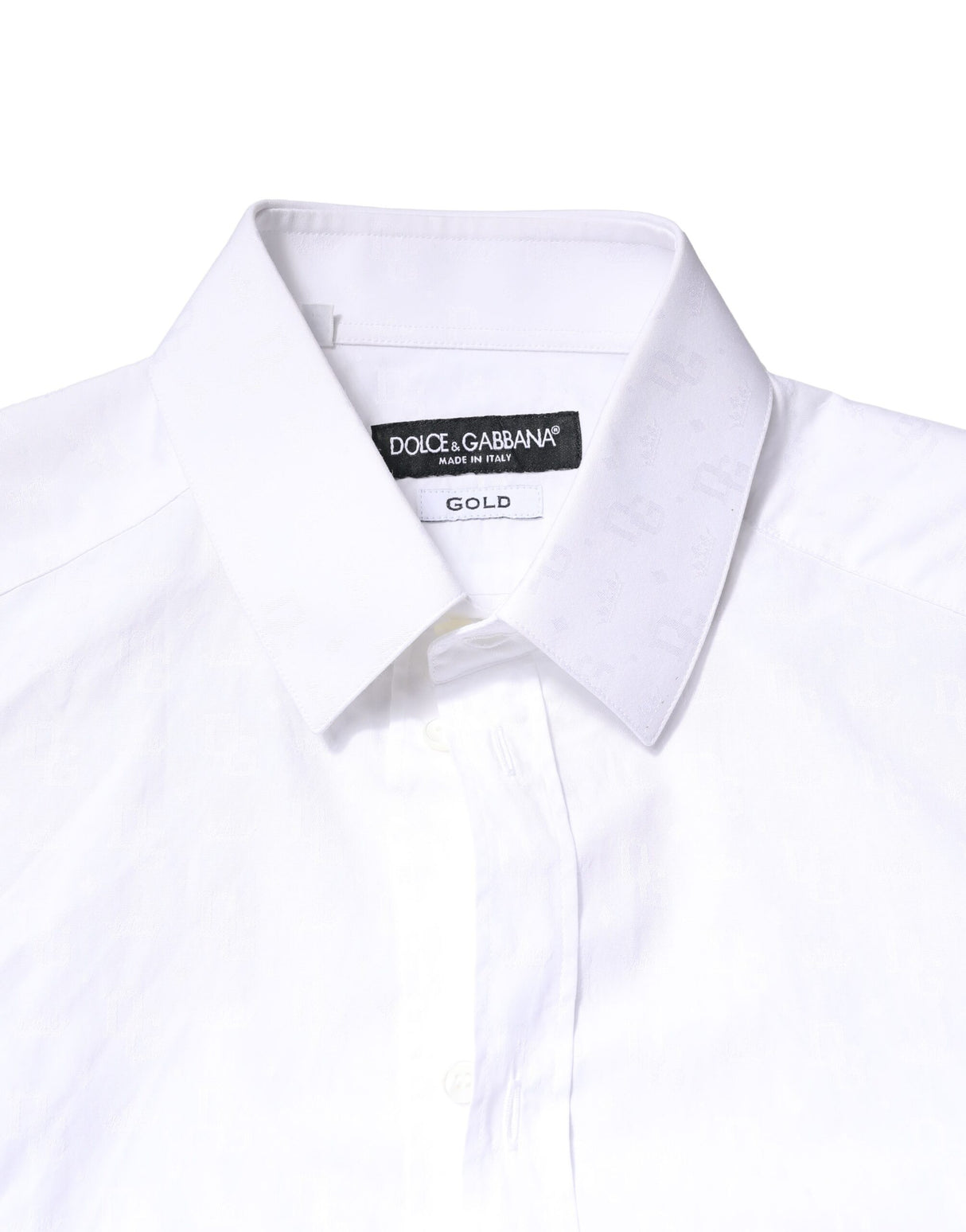 Dolce & Gabbana White GOLD Cotton Long Sleeves Dress Shirt