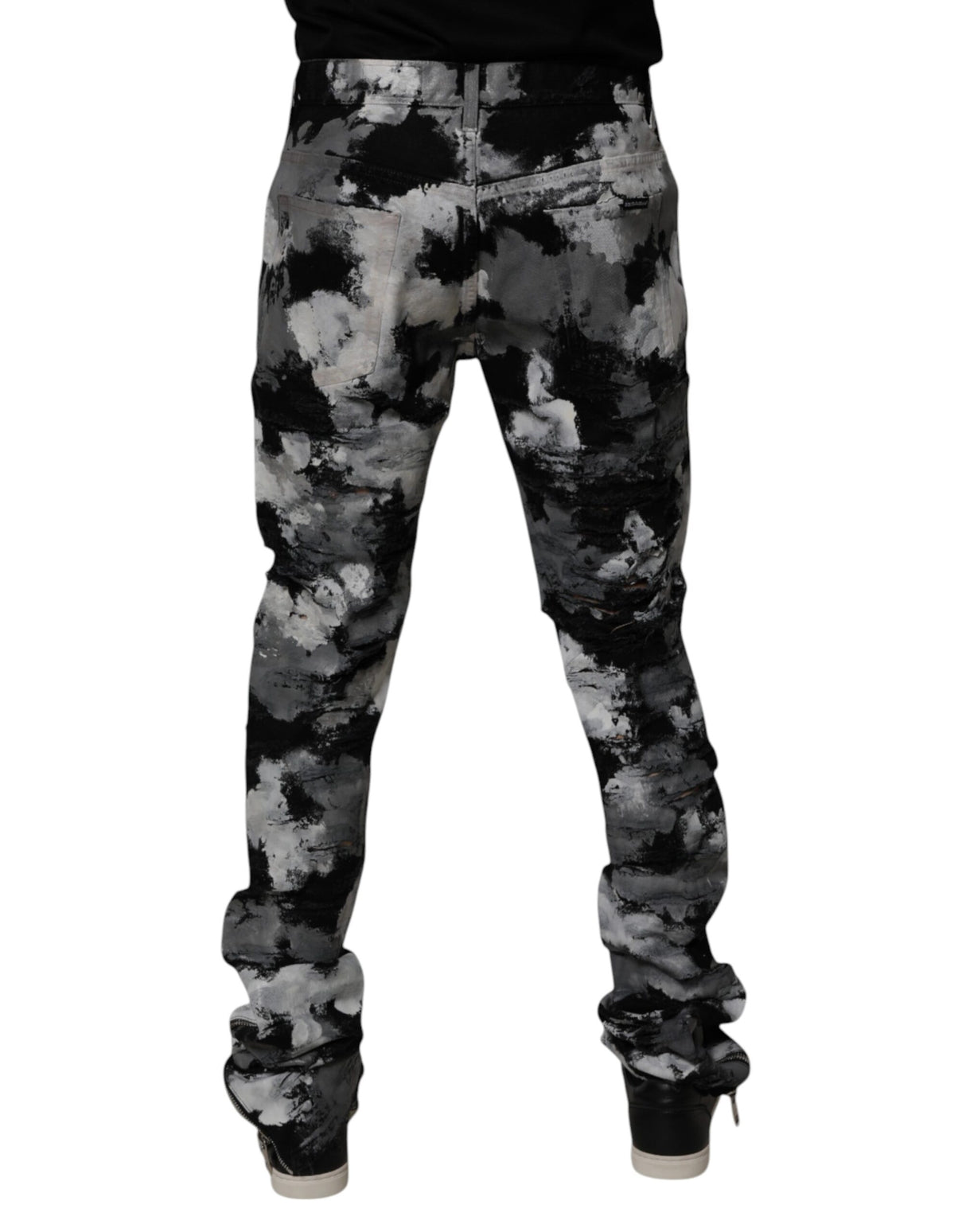 Dolce & Gabbana Multicolor Camouflage Tattered Skinny Denim Jeans