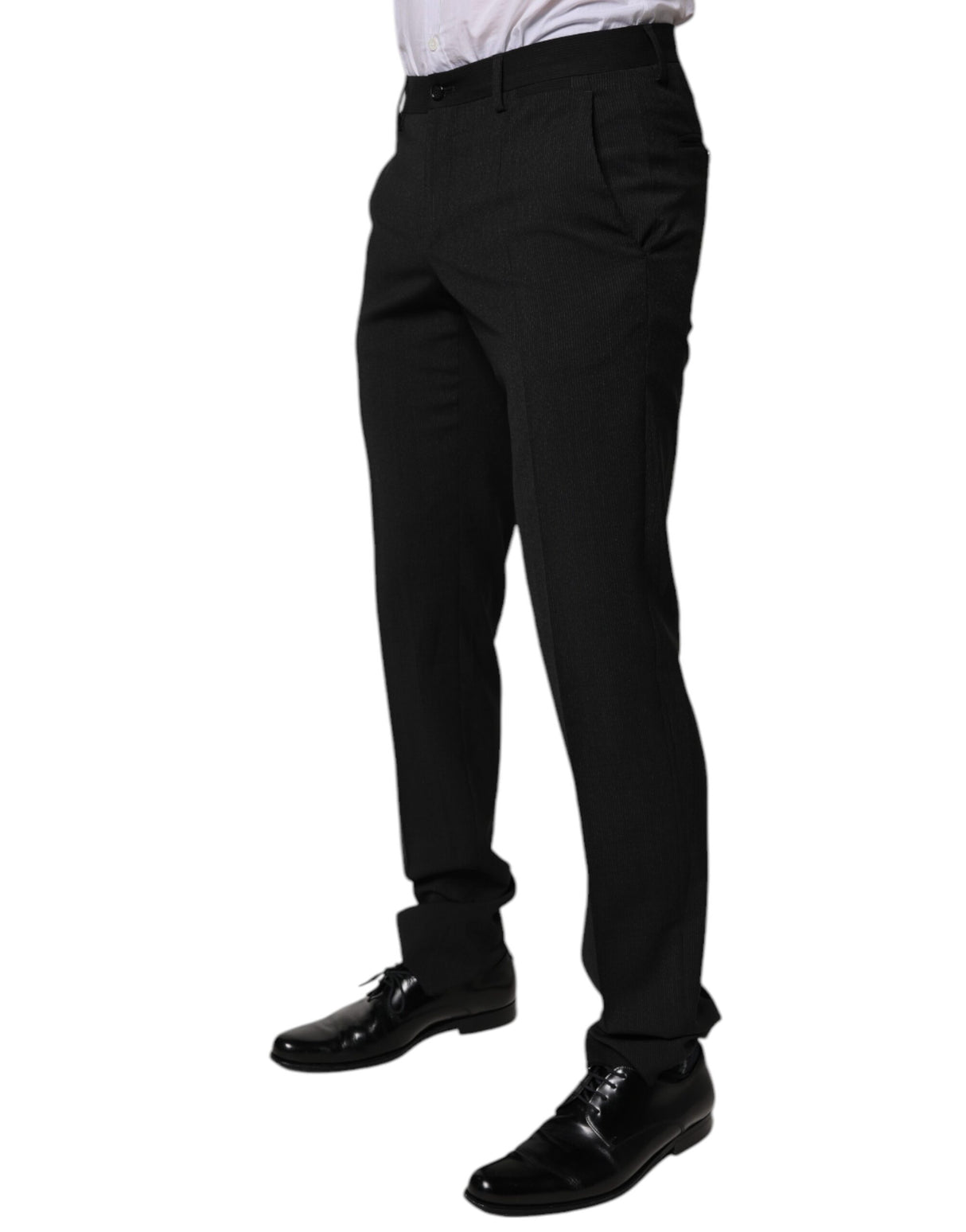 Dolce & Gabbana Black Polyester Tapered Formal Men Dress Pants